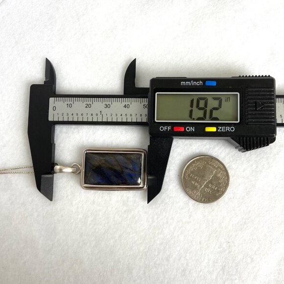 Sterling Silver 925 Bezel Set Blue Flash Labradorite Pendant Necklace 18" Chain - Picture 14 of 16